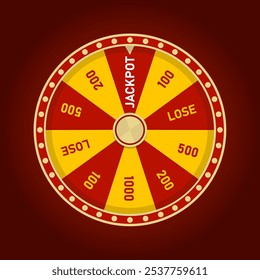 Ui juego de la suerte girar con premio. Diseño del icono del Vector de la rueda de la fortuna del casino. Gana regalo gratis en la ruleta naranja o azul con suerte. Colección de Clipart emergente de interfaz de lotería de turno para App en línea con bono