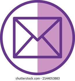UI mail message icon or illustration vector graphic with outline style, rounded, circle, purple. suitable for ui, ux, web, and applications.
