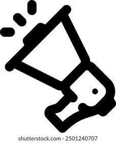 Ilustración del icono del Vector del megáfono de UI. Estilo de línea