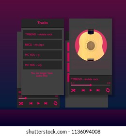 UI for mobile app. Media player application template design. Style for smartphones, PC or tablets. Clean and modern.