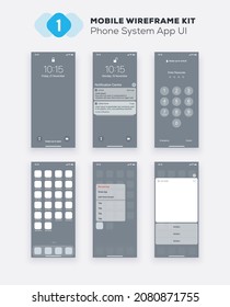 UI Mobile app phone OS. UX, GUI elements. Mobile operating system design application template layout.