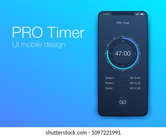 Ui mobile design Pro timer. Stock vector