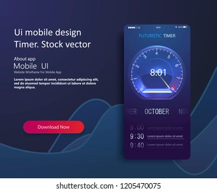 	
Ui mobile design timer. Abstract Futuristic Technology Background with Digital number timer 