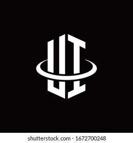 UI monogram logo in a hexagon style and surrounded by a ring