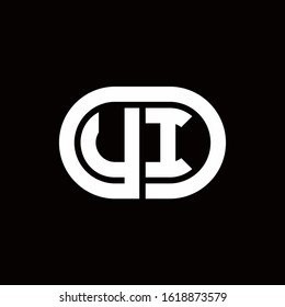 UI monogram logo with an oval style on a black background