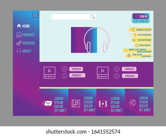 UI music streaming website templates in vector with design elements