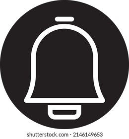 notificación de interfaz de usuario, campana, icono de alarma o gráfico vectorial de ilustración con estilo de relleno, redondeado, círculo, negro, blanco. adecuado para ui, ux, web, logotipo y aplicaciones.