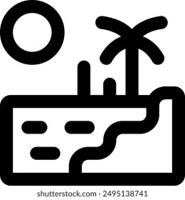 Ilustración del icono del Vector del oasis de UI. Estilo de línea