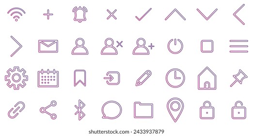 UI outline Gradient icon set, vector illustrator