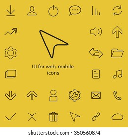 UI outline, thin, flat, digital icon set for web and mobile