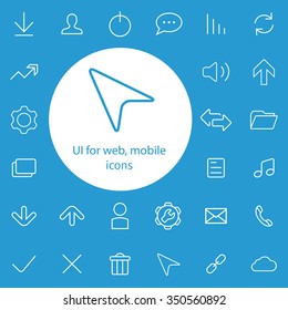 UI outline, thin, flat, digital icon set for web and mobile