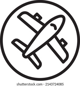 UI plane icon or illustration vector graphic with outline style, rounded, circle. suitable for ui, ux, web, and applications.