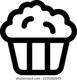 Ilustração do Ícone Vetor de pipoca da IU. Estilo da Linha