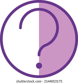 UI Frage faq Symbol oder Illustration Vektorgrafik mit Umriss-Stil, abgerundet, Kreis, violett. geeignet für i, ux, web und applikationen.