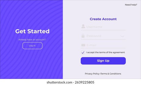 UI register form. Sign up page with minimalistic style. Simple and modern template for websites