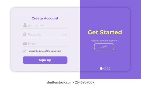 UI register form. Simple user sign up interface for web applications