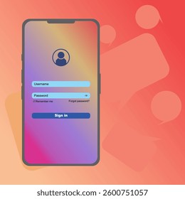 UI Secure sign in window design. Abstract background