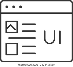 UI in SEO icon thin outline style detailed