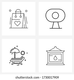 UI Set of 4 Basic Line Icons of shopping; party; device; webcam; fire Vector Illustration