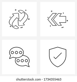UI Set of 4 Basic Line Icons of arrows; bubble; restore; pointer; conversation Vector Illustration