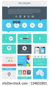 UI Is A Set Of Beautiful Components Featuring The Flat Design Trend EPS10.