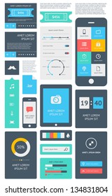 UI Is A Set Of Beautiful Components Featuring The Flat Design Trend EPS10.
