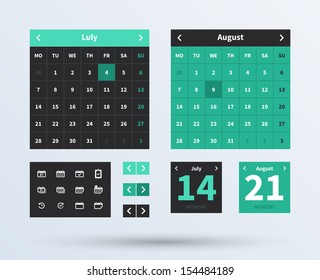 UI Set Of Beautiful Components Featuring The Flat Design Trend. Vector Illustration.