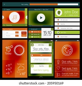 UI set of flat web design elements, icons and buttons for mobile apps and web design