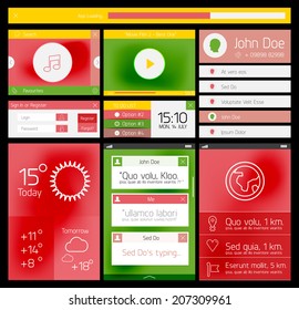 UI set of flat web design elements, icons and buttons for mobile apps and web design