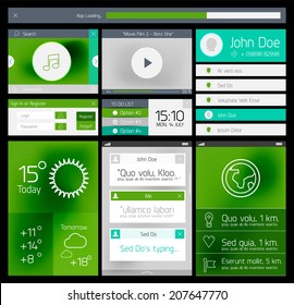 UI set of flat web design elements, icons and buttons for mobile apps and web design