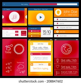 UI set of flat web design elements, icons and buttons for mobile apps and web design