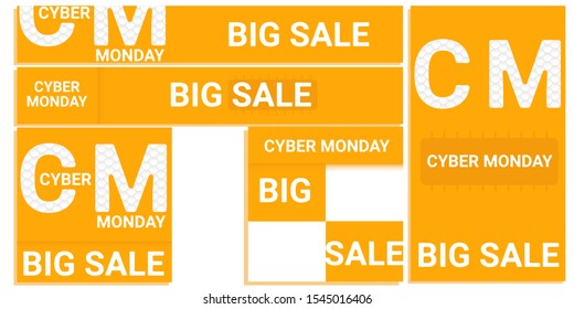 UI set of templates for online sales, internet business. Templates for social networks. Advertising, poster, flyer, web banner, print. Cyber Monday.