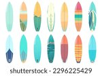 ui set vector illustration of colorful surfboard ready for beach vacation isolated on white background