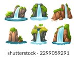 ui set vector illustration of waterfall isolated on white background