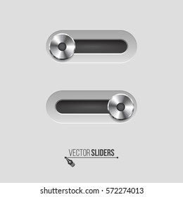 Ui sliders. Metallic design ui elements. Vector illustration.