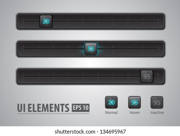 UI sliders set on grey background. UI elements