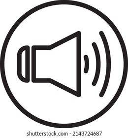 UI-Lautsprecher-Symbol oder Illustrations-Vektorgrafik mit Umriss-Stil, abgerundet, Kreis. geeignet für i, ux, web und applikationen.