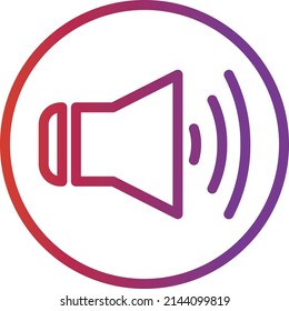 UI speaker icon or illustration vector graphic with outline style, rounded, circle, purple, red. suitable for ui, ux, web, and applications.