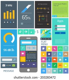 UI Square - set of icons in the style tablet about straight sublimated shapes - vector graphic