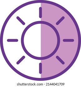 Icono de verano de brillo de sol de la interfaz de usuario o gráfico vectorial de ilustración con estilo de contorno, redondeado, círculo, púrpura. adecuado para ui, ux, web y aplicaciones.