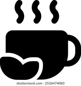 Ilustración del icono del Vector del té de UI. Estilo de glifo