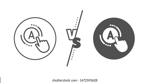 Ui test button sign. Versus concept. Ab testing line icon. Line vs classic ab testing icon. Vector