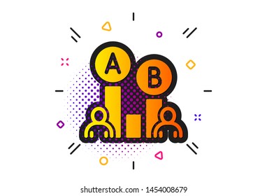 Ui test chart sign. Halftone circles pattern. Ab testing icon. Classic flat ab testing icon. Vector