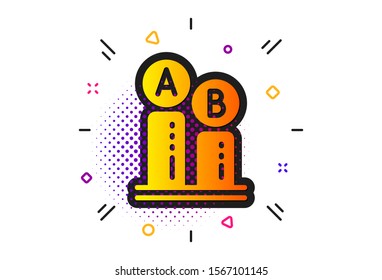 Ui test chart sign. Halftone circles pattern. Ab testing icon. Classic flat ab testing icon. Vector