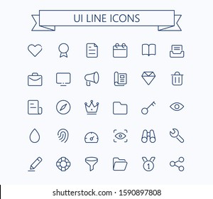  Ui thin line simple outline icons, 24x24px grid. Pixel Perfect. Editable stroke.