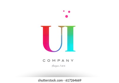 UI U I creative rainbow colors colored artistic alphabet company letter logo design vector icon template