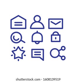 Ui user interface icon set blue line