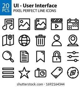 UI user interface line icons pixel perfect