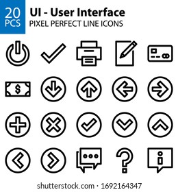 UI user interface line icons pixel perfect