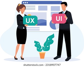 UI and UX app development concept Illustration	
